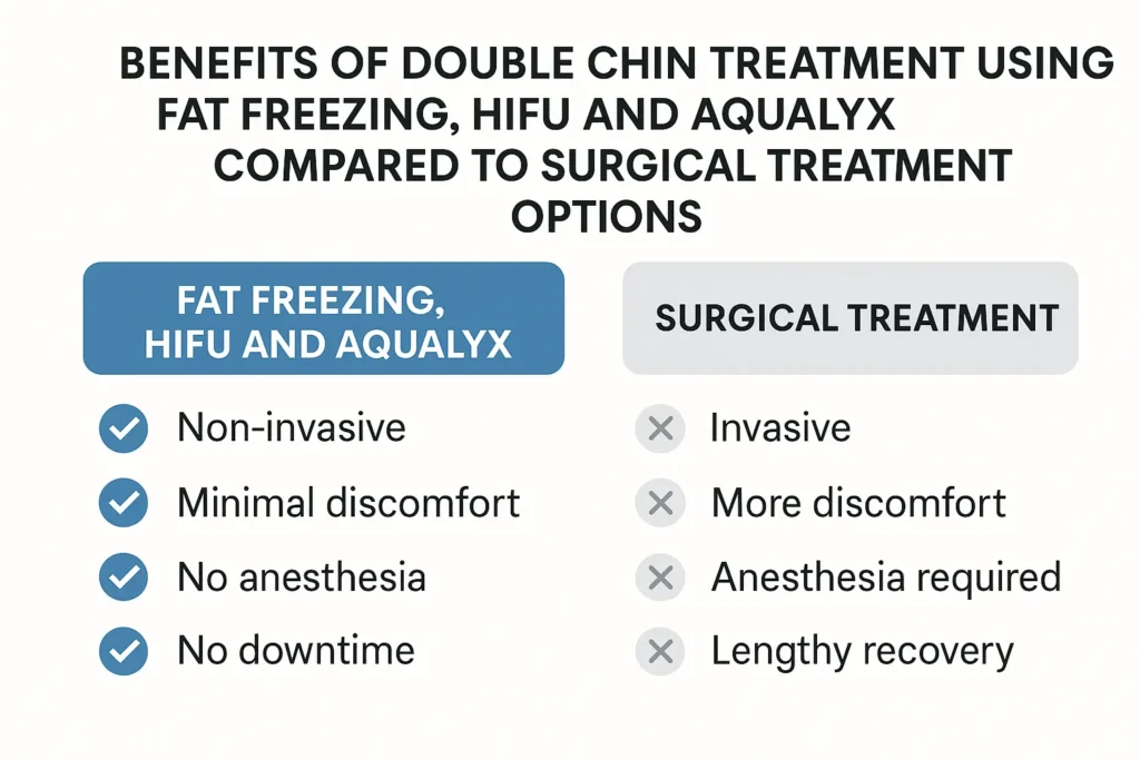 Graphic about the benefits of double chin treatment West Norwood - from LA LIPO