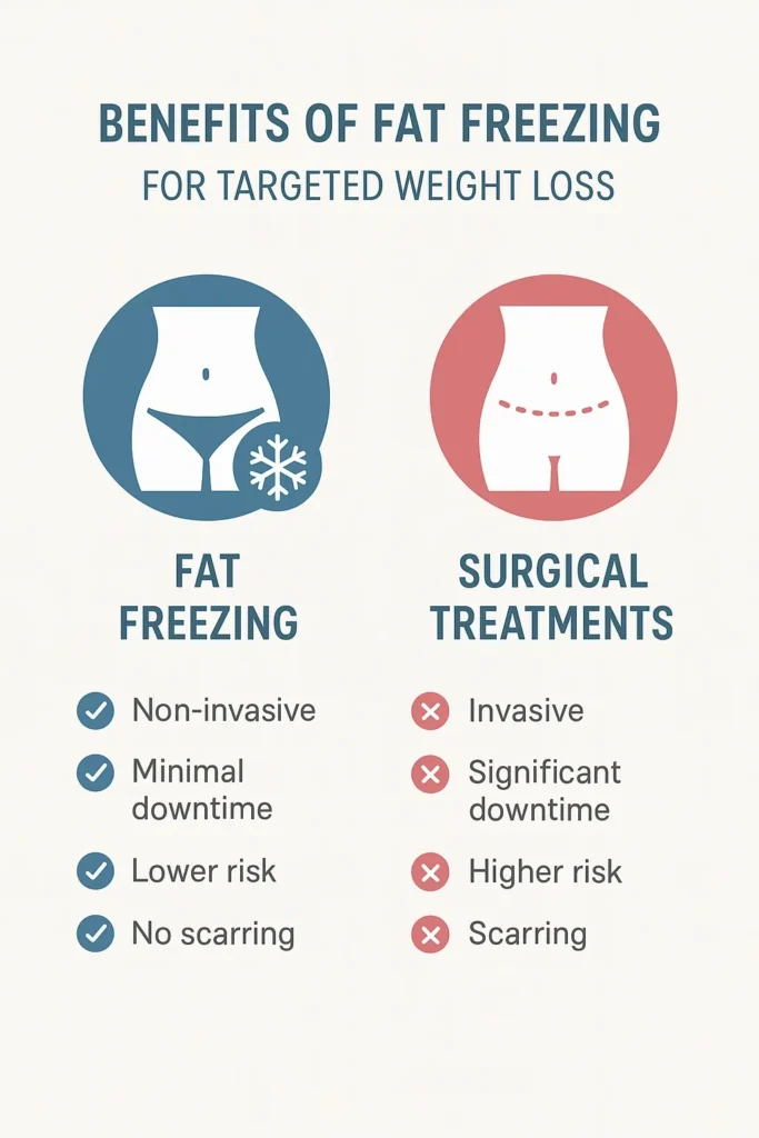 graphic showing the benefits of fat freezing West Norwood