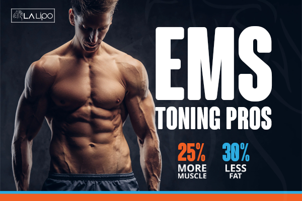 Graphic of man with toned body showing the benefits of LA-EMS Body Sculpting West Norwood treatment